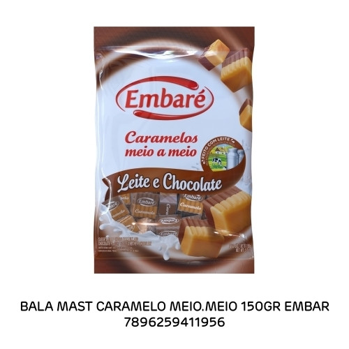 Detalhes do produto Bala Mast Caramelo Meio.meio 150Gr Embar Leite.chocolate
