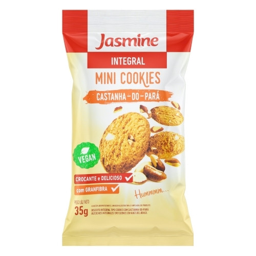 Detalhes do produto Bisc Cookies Integral Mini 35Gr Jasmine Castanha Para