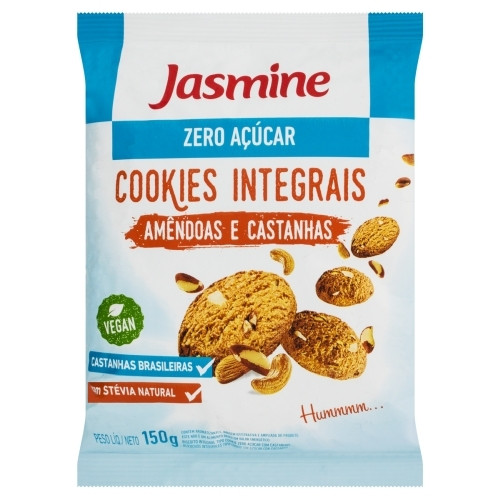 Detalhes do produto Bisc Cookies Zero Acucar 150Gr Jasmine Amend.castanha