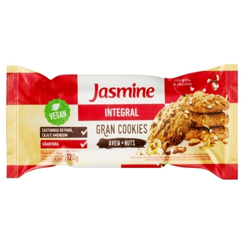 Detalhes do produto Bisc Cookies Integral 120Gr Jasmine Aveia.nuts