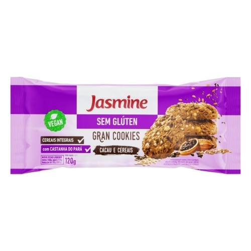 Detalhes do produto Bisc Cookies Sem Gluten 120Gr Jasmine Cacau.cereais