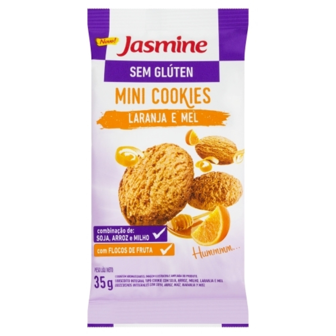 Detalhes do produto Bisc Cookies Sem Gluten Mini 35G Jasmine Laranja Mel