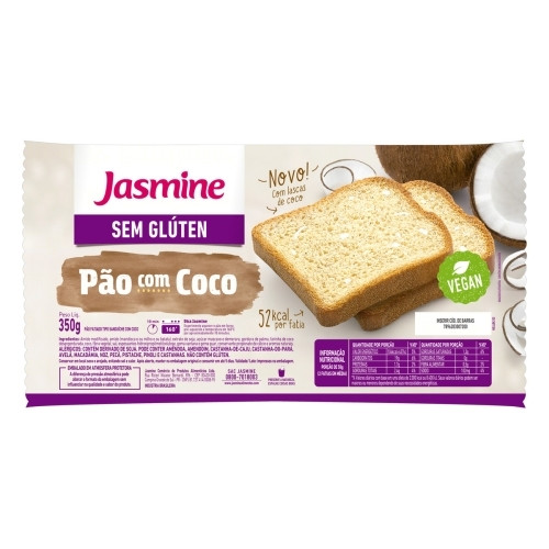 Detalhes do produto Pao Fatiado Sem Gluten 350Gr Jasmine  Coco