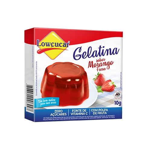 Detalhes do produto Gelatina Po Zero 10Gr Lowcucar Morango