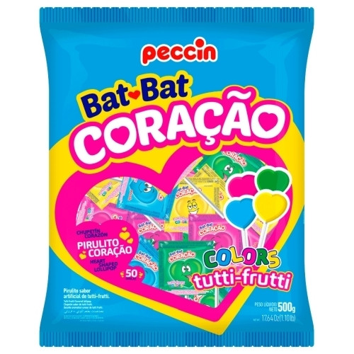 Detalhes do produto Pirl Bat Bat Coracao 50Un Peccin Tutti Frutti