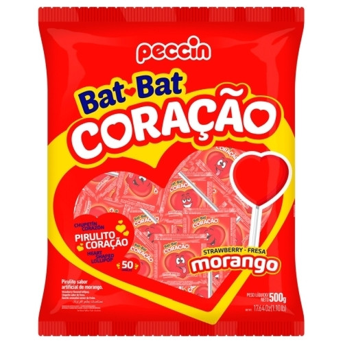 Detalhes do produto Pirl Bat Bat Coracao 50Unpeccin Morango