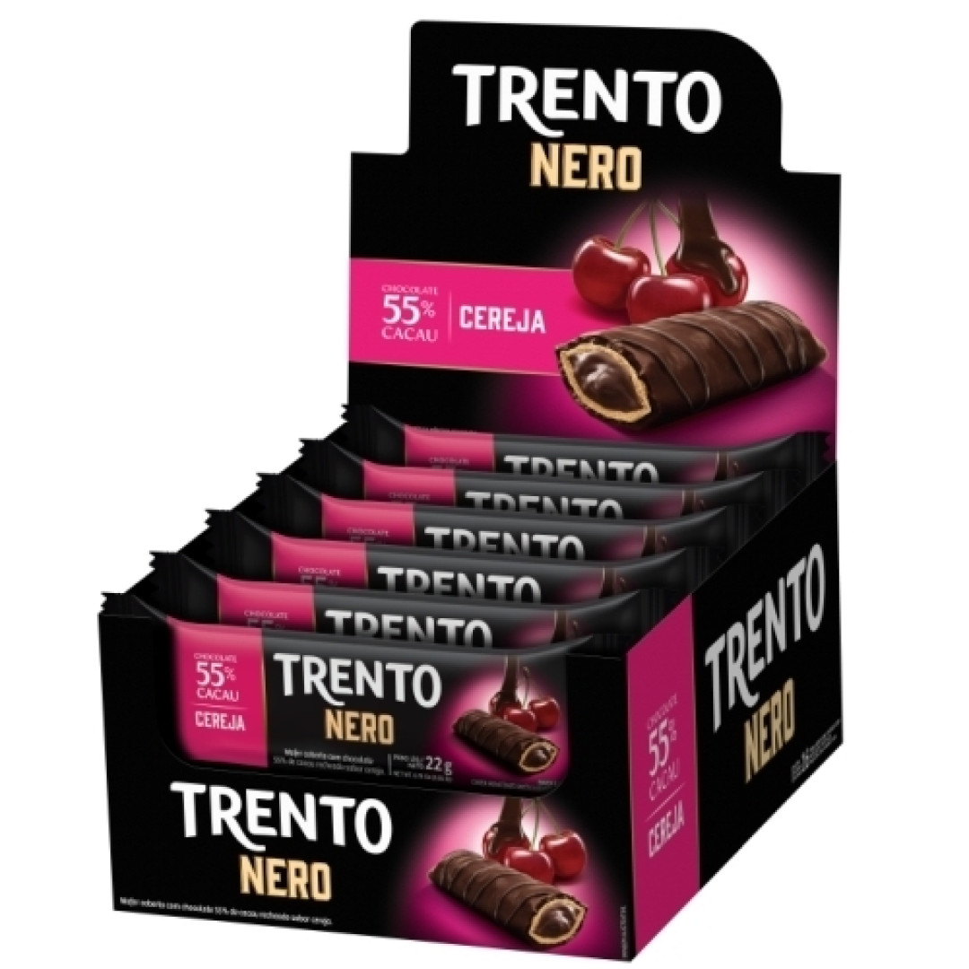 Detalhes do produto Bisc Wafer Trento Nero 16X22Gr Peccin Cereja