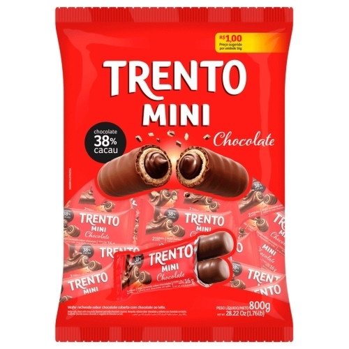Detalhes do produto Bisc Wafer Trento Mini 38% 800Gr Peccin Chocolate