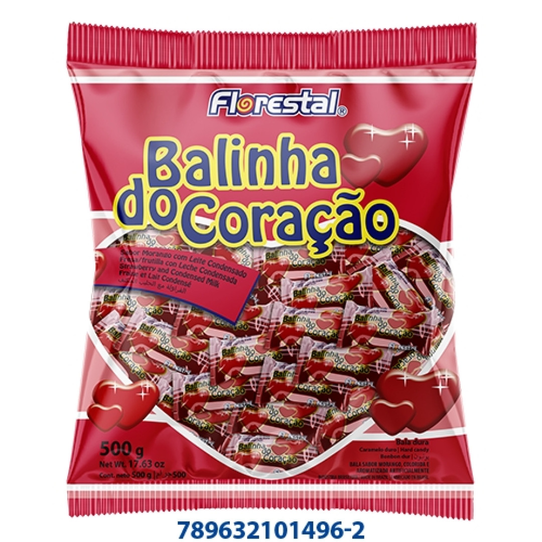 Detalhes do produto Bala Dura Balinha Do Coracao 500Gr Flore Morango