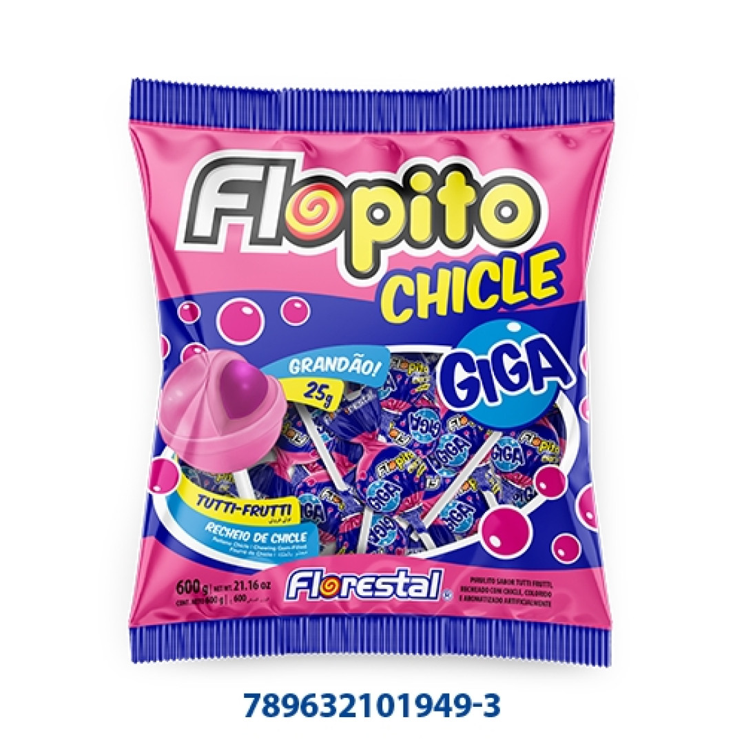 Detalhes do produto Pirl Chicle Flopito Giga 600Gr Florestal Tutti Frutti