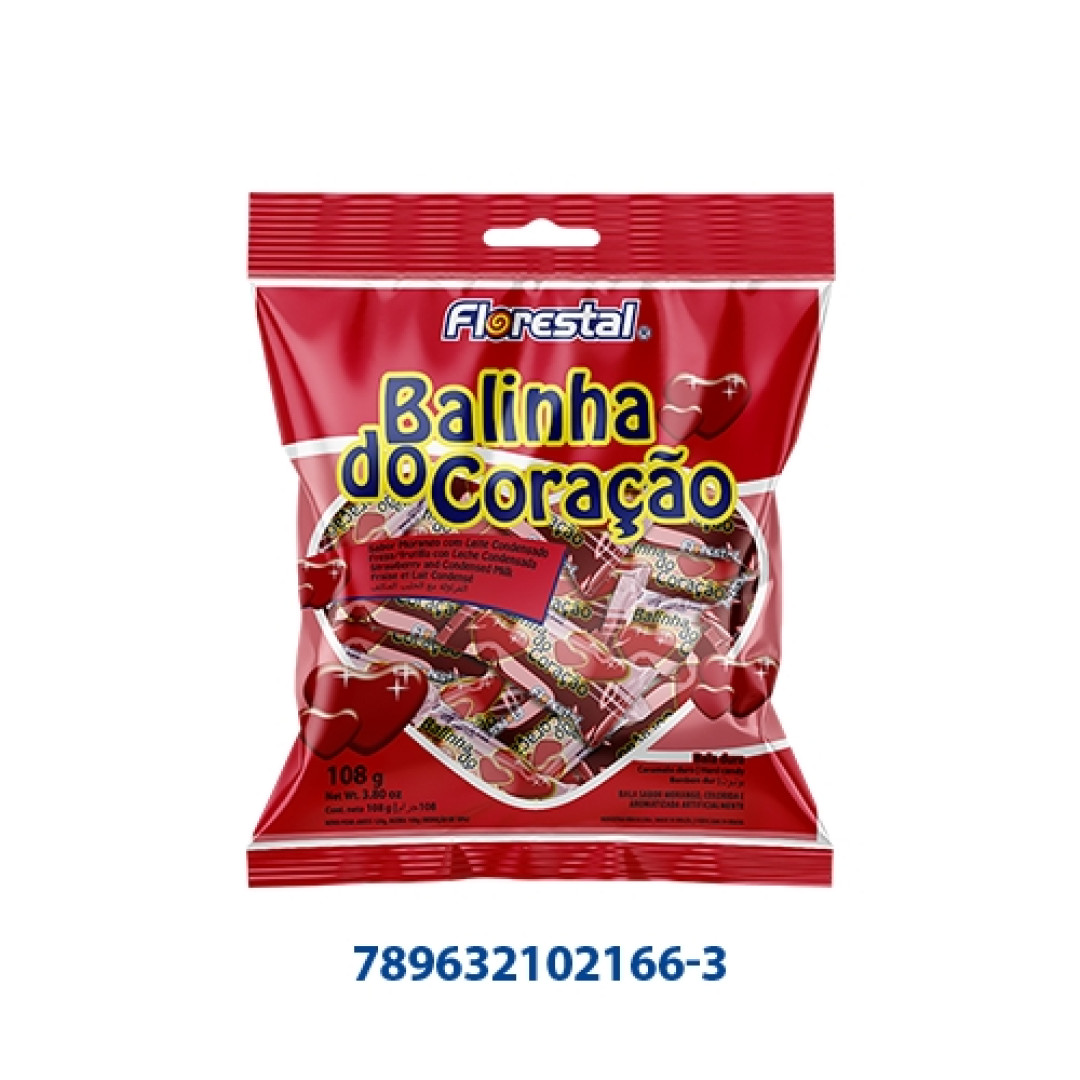 Detalhes do produto Bala Dura Balinha Do Coracao 108Gr Flore Morango