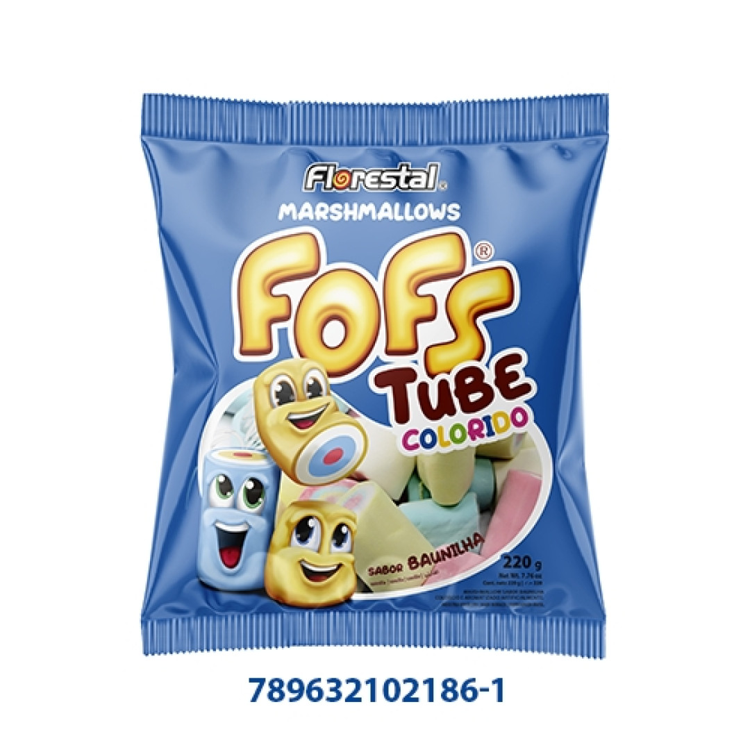 Detalhes do produto Marshmallow Fofs Tube Colorido 220Gr Flo Baunilha