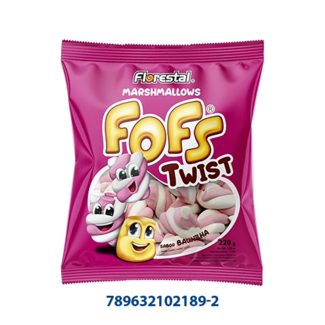 Detalhes do produto Marshmallow Fofs Twist Rosa 220Gr Flores Baunilha