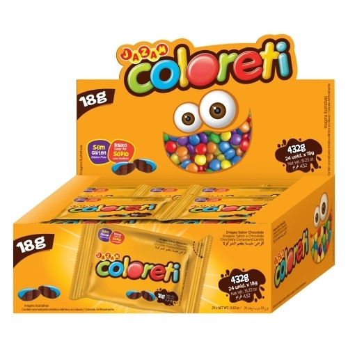 Detalhes do produto Confeito Coloreti Dp 24X18Gr Jazam Chocolate