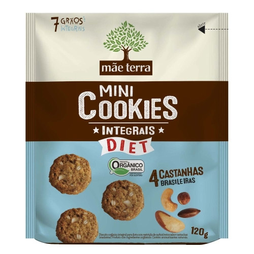 Detalhes do produto Bisc Cookies Org Diet 120Gr Mae Terra Castanha Para