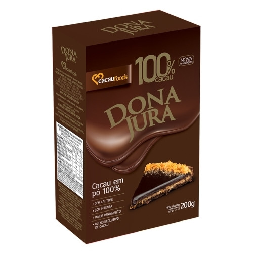 Detalhes do produto Cacau Po 100% 200Gr Dona Jura .