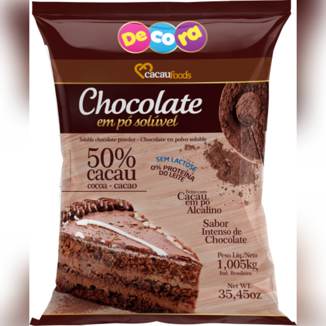 Detalhes do produto Choco Po Soluvel 50% 1,005Kg
 Decora Chocolate