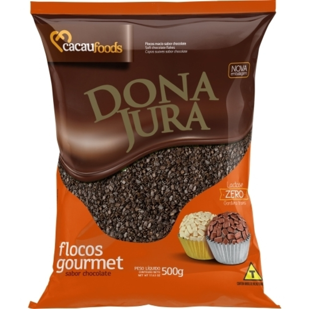 Detalhes do produto Flocos Gourmet Macio Pc 500Gr Dona Jura Chocolate