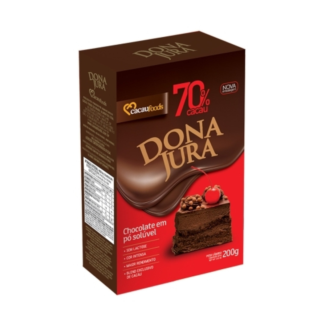 Detalhes do produto Choc Po 70% 200Gr Dona Jura Chocolate