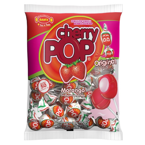 Detalhes do produto Pirl Chicle Cherry Pop 50Un Sams Morango