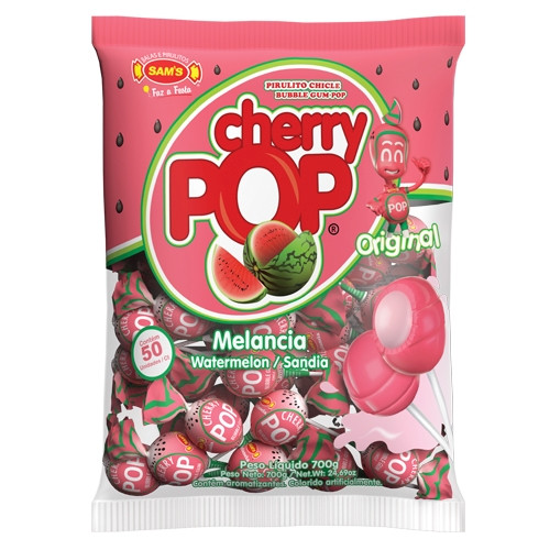 Detalhes do produto Pirl Chicle Cherry Pop 50Un Sams Melancia