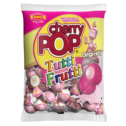 Detalhes do produto Pirl Chicle Cherry Pop 50Un Sams Tutti Frutti