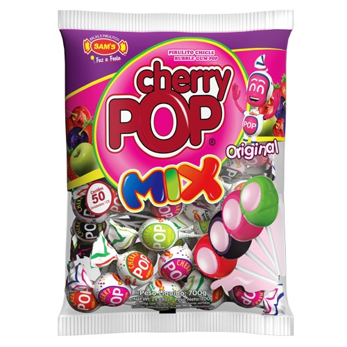 Detalhes do produto Pirl Chicle Cherry Pop Mix 50Un Sam Sortido