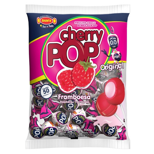 Detalhes do produto Pirl Chicle Cherry Pop 50Un Sams Framboesa