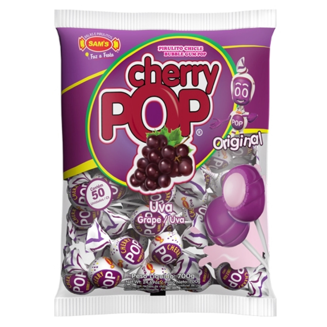 Detalhes do produto Pirl Chicle Cherry Pop 50Un Sams Uva