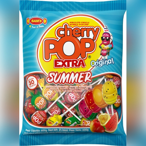 Detalhes do produto Pirl Chicle Cherry Pop Extra Summer 30Un Sortido