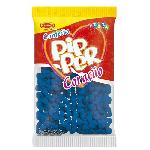 Detalhes do produto Conf Pipper Coracao Azul 500Gr Sams Framboesa