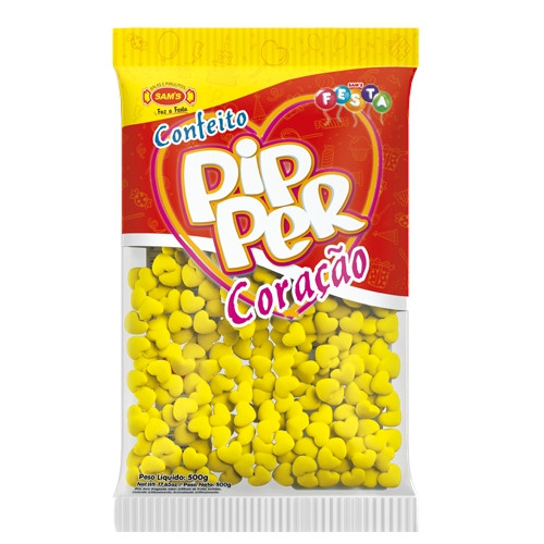 Detalhes do produto Conf Pipper Coracao Amarelo 500Gr Sams Abacaxi