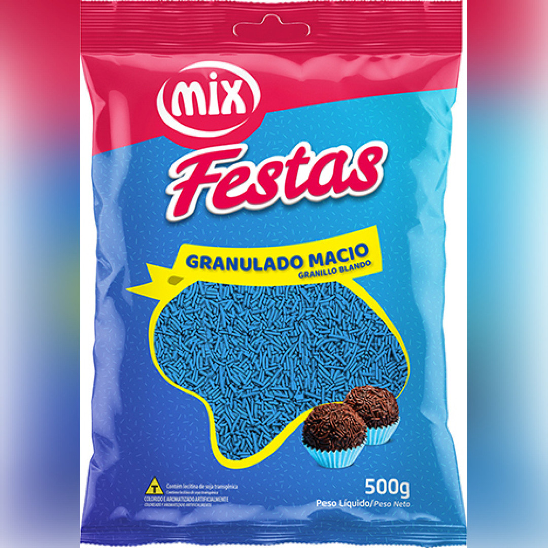 Detalhes do produto Choc Granulado Macio Festas 500Gr Mix Azul