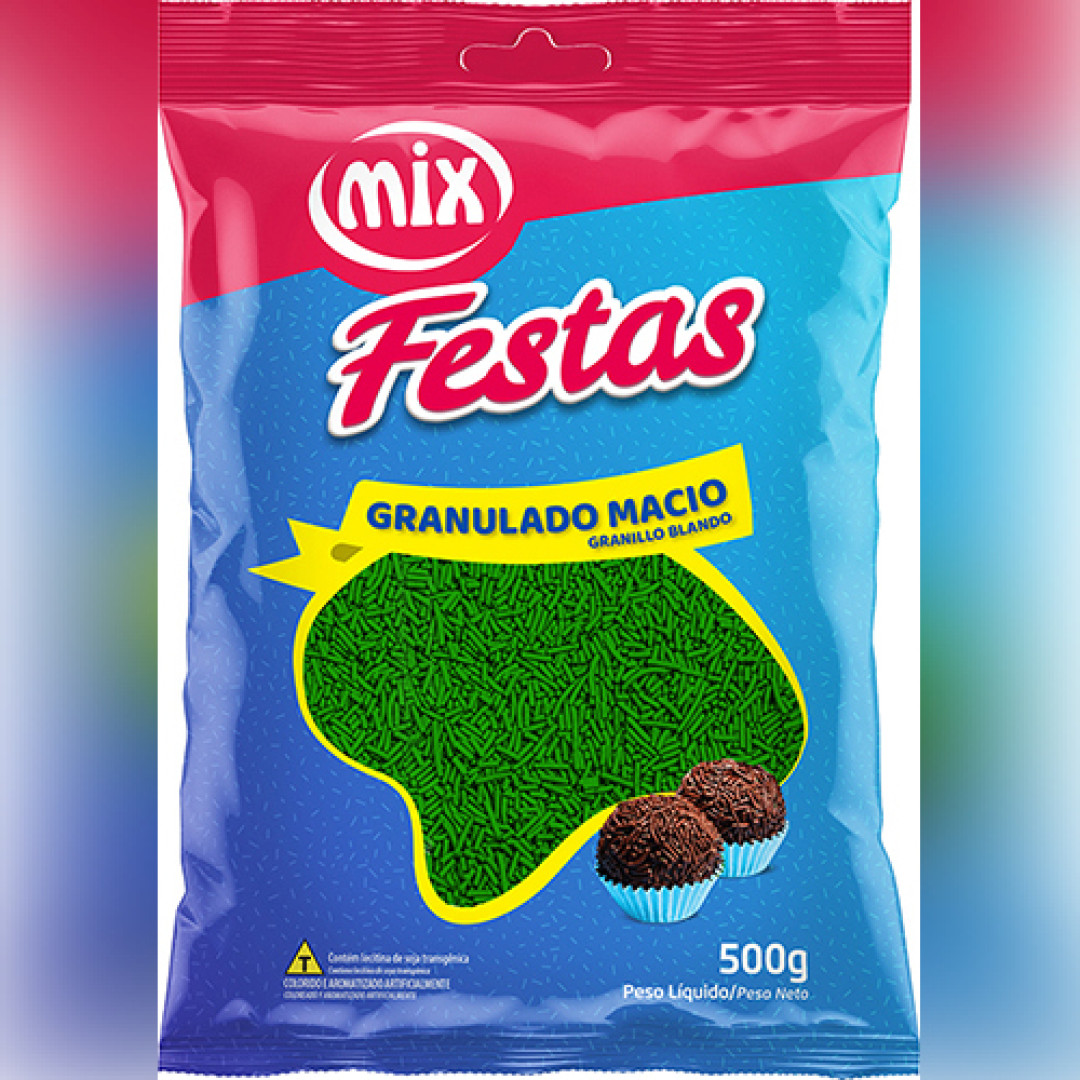 Detalhes do produto Choc Granulado Macio Festas 500Gr Mix Verde