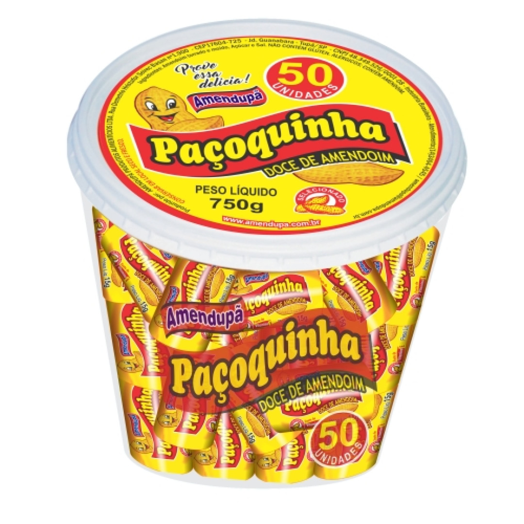 Detalhes do produto Pacoca Rolha Embr Pt 50X15Gr Amendupa Amendoim