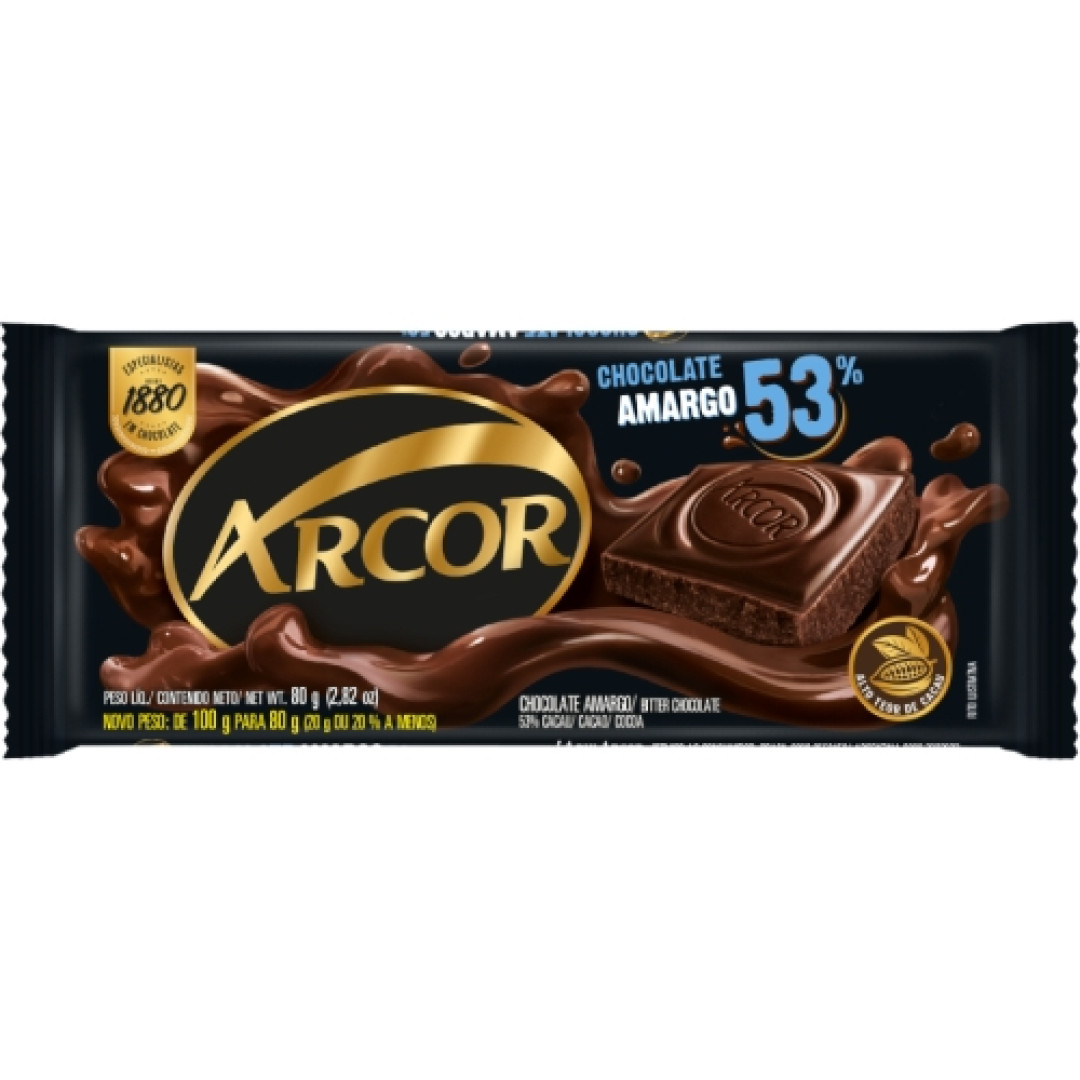 Detalhes do produto Choc 53% 80Gr Arcor Amargo