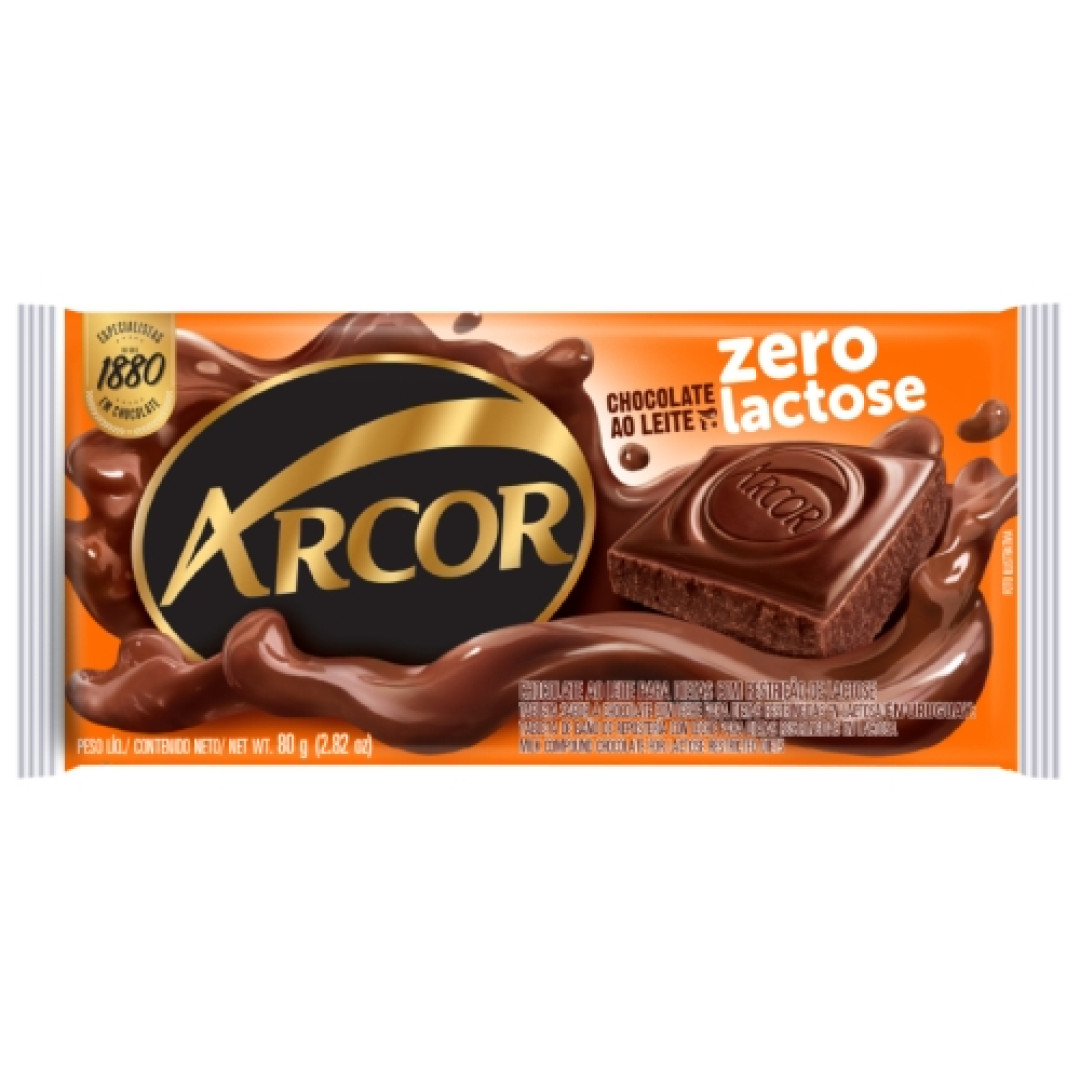 Detalhes do produto Choc Zero Lactose 80Gr Arcor Ao Leite