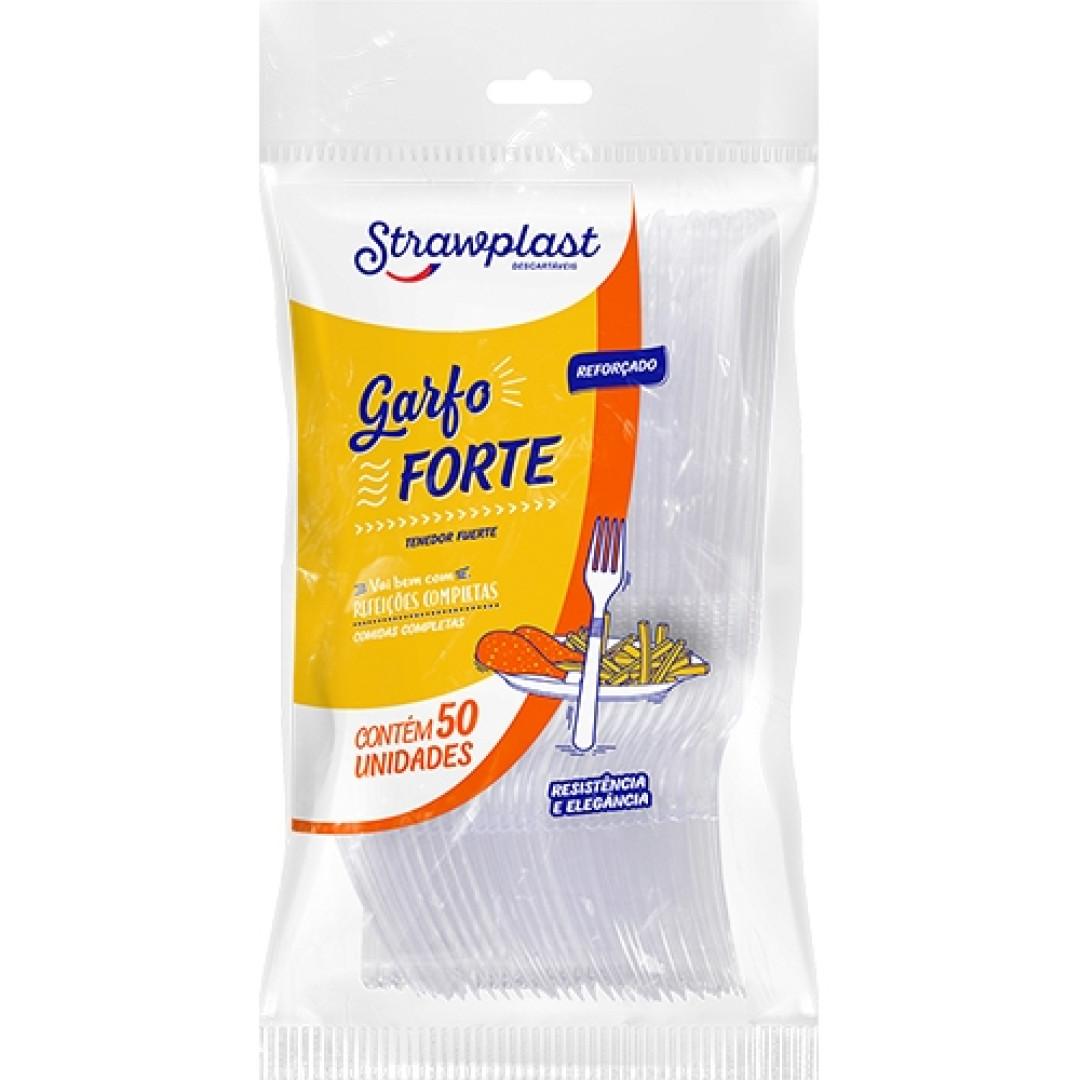 Detalhes do produto X Garfo Forte 50Un Strawplast Cristal