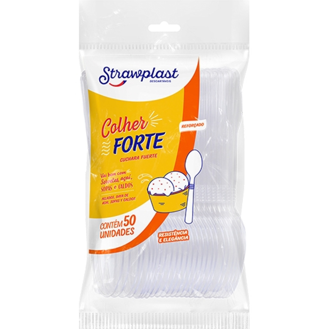 Detalhes do produto X Colher Forte 50Un Strawplast Cristal