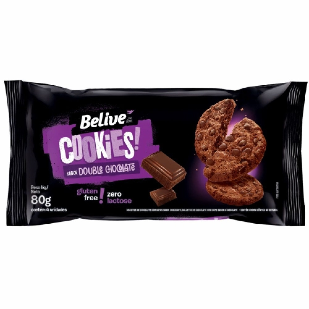 Detalhes do produto Bisc Cookies Zero Lactose 80Gr Belive Chocolate