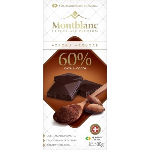 Detalhes do produto Choc 60% Cacau 80Gr Montblanc Ao Leite