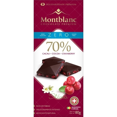 Detalhes do produto Choc 70% Cacau Zero 80Gr Montblanc Cranberry