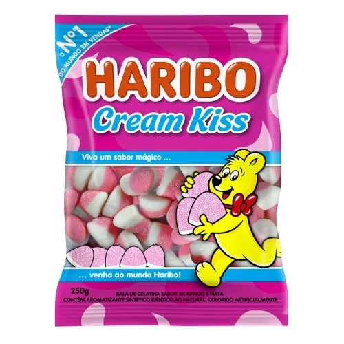 Detalhes do produto Bala Gel Cream Kiss 250Gr Haribo Morango
