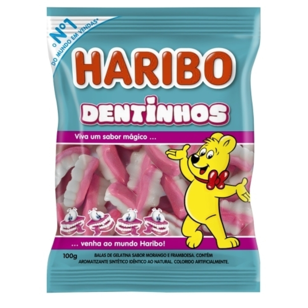 Detalhes do produto Bala Gel Dentinhos 90Gr Haribo Morango Framboe