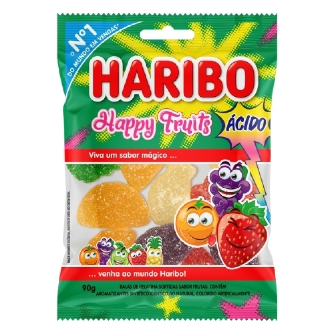 Detalhes do produto Bala Gel Happy Fruits Acido 90Gr Haribo Sortido