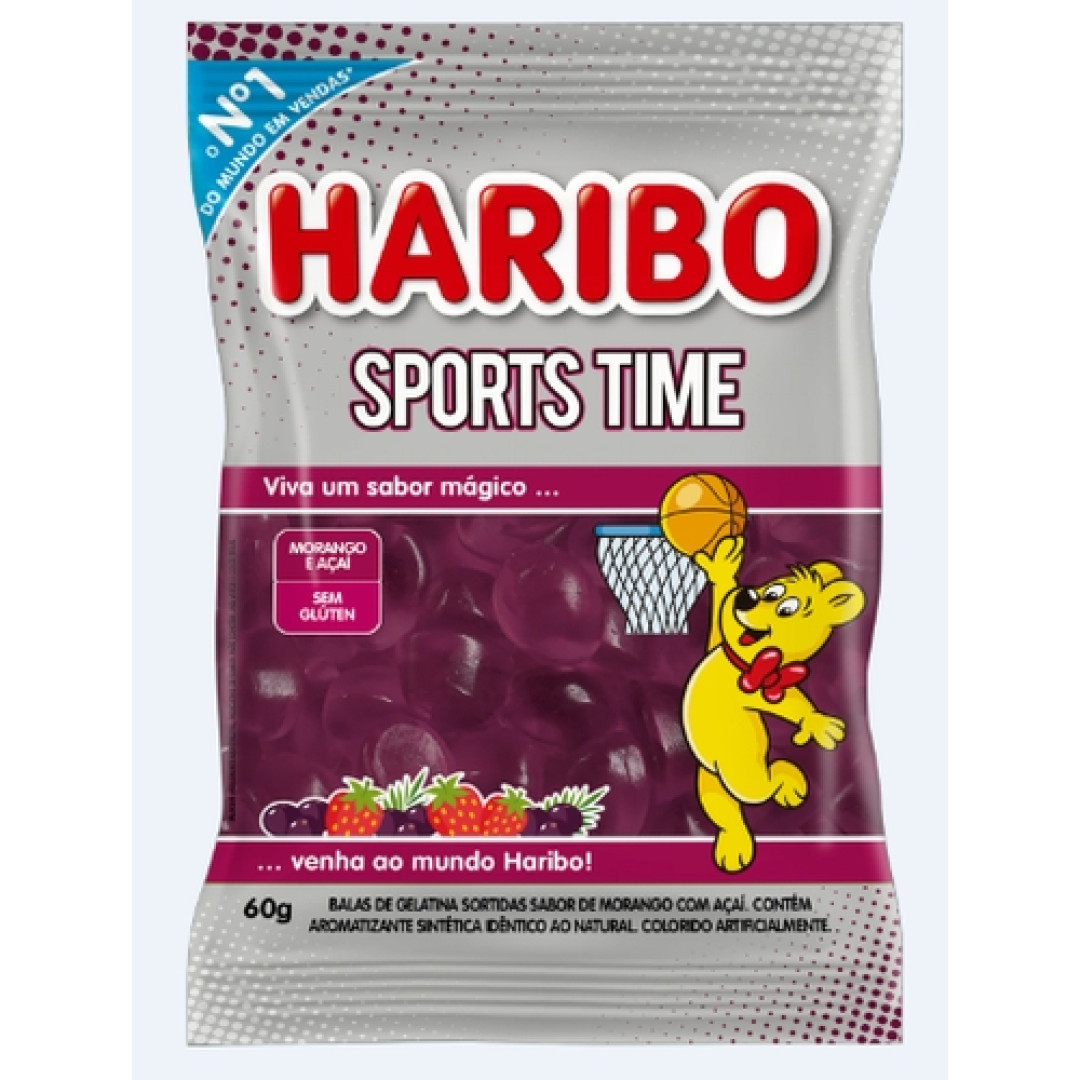 Detalhes do produto Bala Gel Sports Time 60Gr Haribo Morango.acai