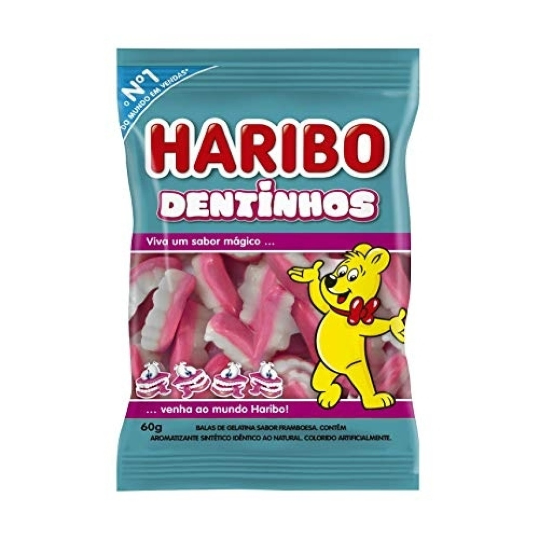 Detalhes do produto Bala Gel Dentinhos 50Gr Haribo Morango Framboe
