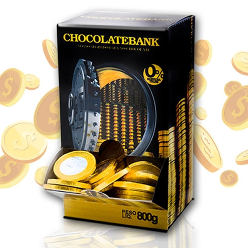 Detalhes do produto Choc Moedas Cofre Dp 800Gr Chocolatebank Chocolate