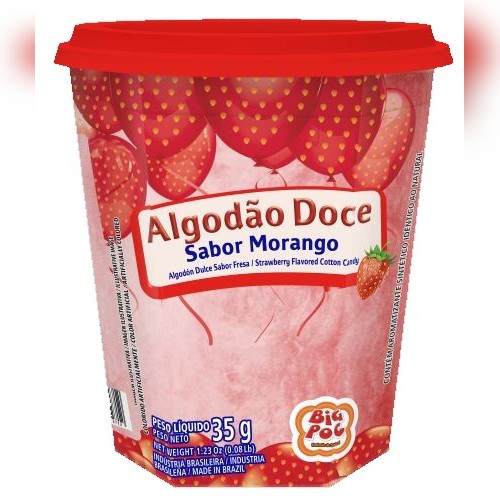 Detalhes do produto Algodao Doce 35Gr Big Poc Morango