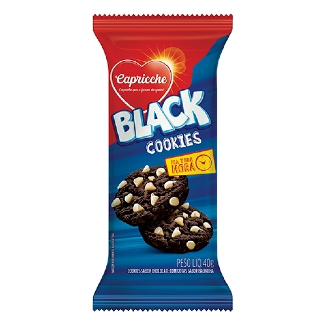Detalhes do produto Bisc Blackcookies 40Gr Capricche Choc.baunilha